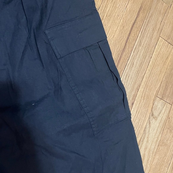 Athleta Black Paradise Straight Leg Cargo Pants Pull On Linen Blend Women's XL - Picture 3 of 7